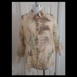 Alfred Dunner sz 16 sheer yellow blouse